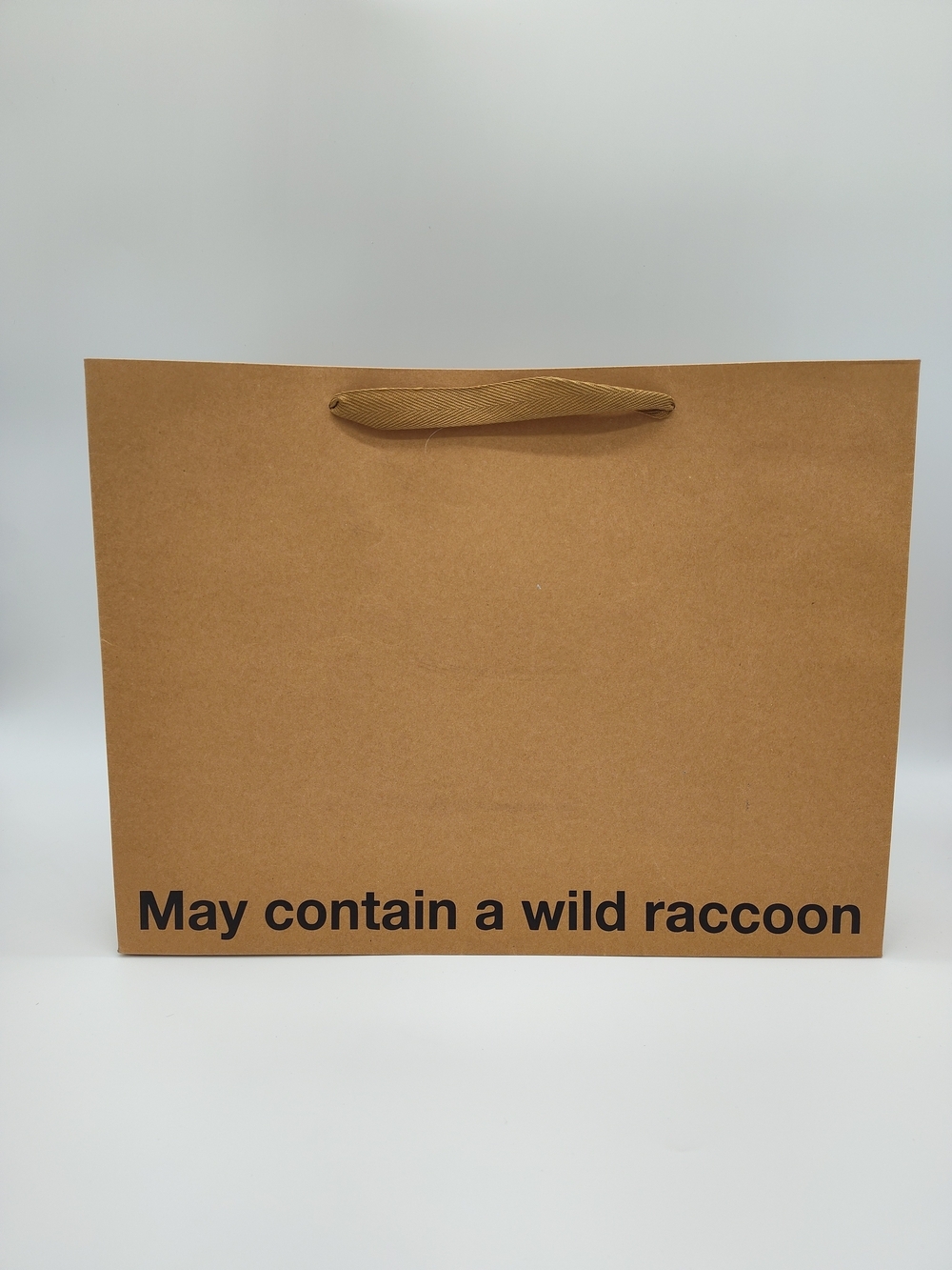 MILK TOAST “May Contain a Wild Raccoon” Large Funny Gift Bag Kraft Paper